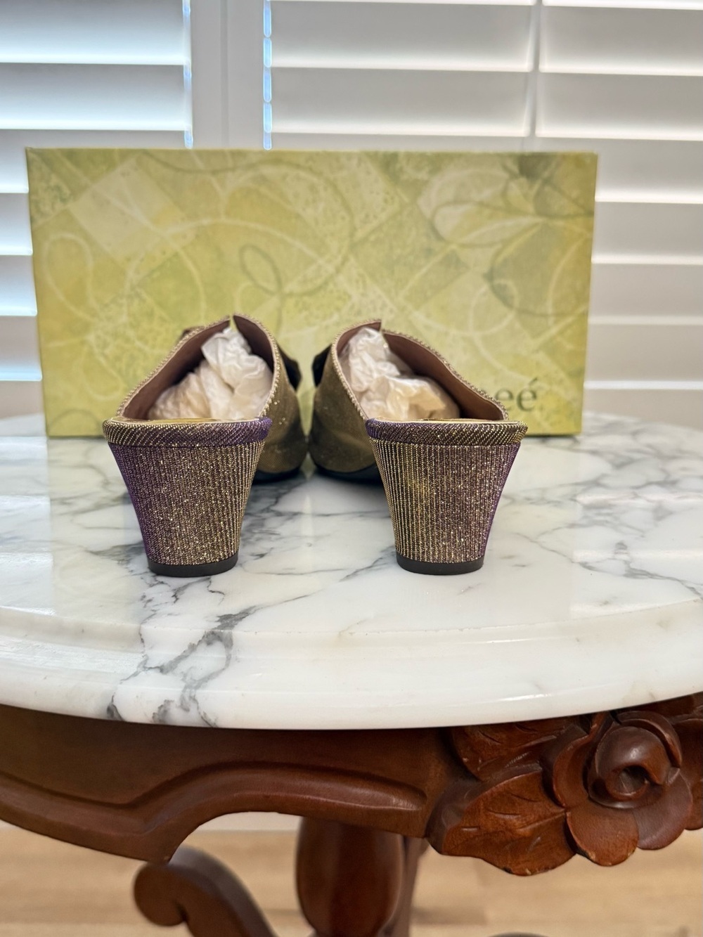 J.Renee Two-Tone Glitter Peep-Toe Mules - Picture 4 of 6